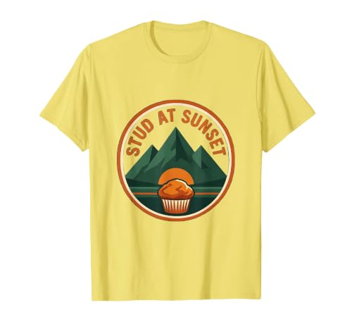 Stud At Sunset Aging Humor Design T-Shirt - color: Lemon Yellow, size: X-Large