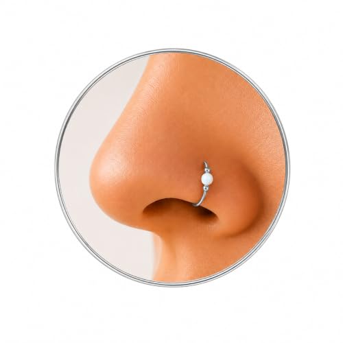 Jolliz Opal Nose Rings Hoops – 24 Gauge Classic Design, Elegant Nose Rings for Women & hypoallergenic Nose Piercings Jewelry Perfect for Any Occasion with Comfortable Fit - color: White Opal