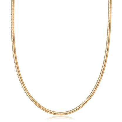 Barzel 18K Gold Plated Flat Herringbone Snake Chain Necklace for Women | Made In Brazil - color: 3MM, size: 18 Inches