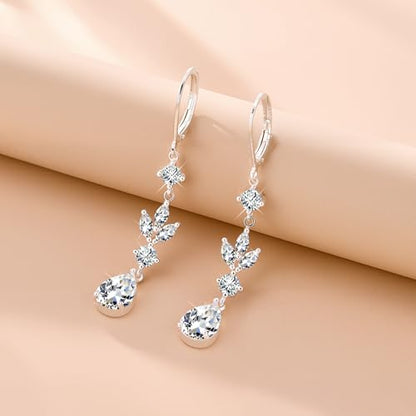 Silver Dangle Double Hoop Earrings For Women Paperclip Link Earring | Drop Small Silver Earrings Square Huggie Paperclip Dangly Hoop Silver Hoops Earrings Jewelry - color: Silver Wedding