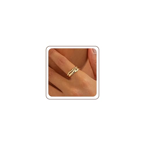 the City Rings for Women, Dainty 14K Gold Plated Stackable Thin Pinky Thumb Ring Set Hypoallergenic Wedding Bands Engagement Rings Non Tarnish Trendy Stuff Gold Jewelry Set Birthday Gifts for Mom - color: Gold Plated