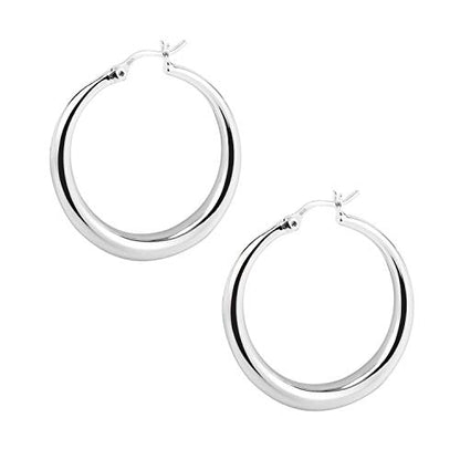 Silver Oval Hoop Earrings for Women 14K Gold Plated Hoop Earrings | Hypoallergenic Lightweight - color: B-Silver