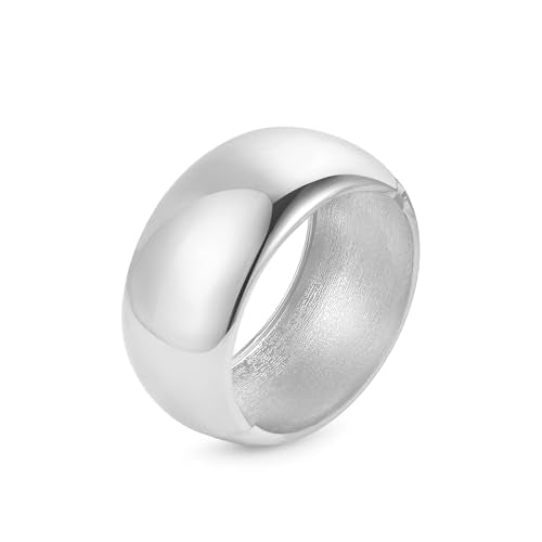 Bangle Bracelets for Women | 14K Gold Plated Trendy Wide Bracelets | Hinged Arm Cuff Bangles Chunky Bracelet for Women - color: Style F-Silver Plated Bangles