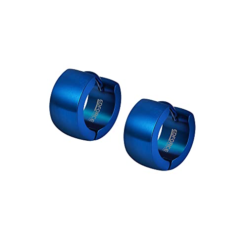 Small Hoop Huggie Earrings For Mens Womens - color: Blue