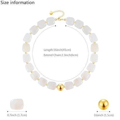 VIBILIA Boho Beaded Chunky Statement Necklace for Women Y2K Summer Jewelry | Boho Handmade Large Resin Bead Strand, Trendy Statement Summer Vacation Holiday Jewelry - color: Square-White
