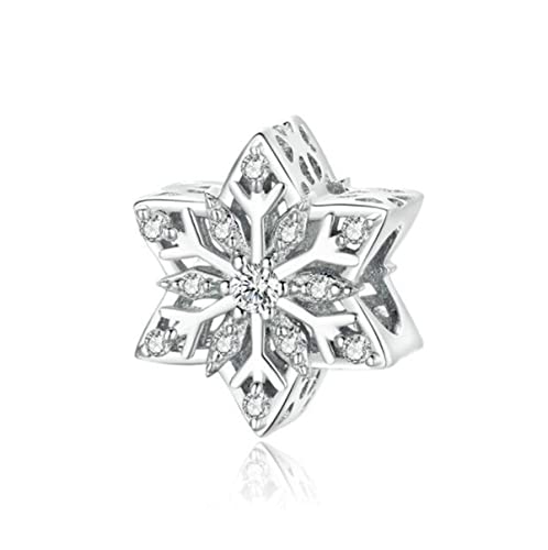 Mushroom 925 Sterling Silver Charms Red Enamel a Green Plant Flower Bellflower Cactus Charms Color Crystal Spacer Beads for Charm Bracelet (Snowflake Charm Beads)