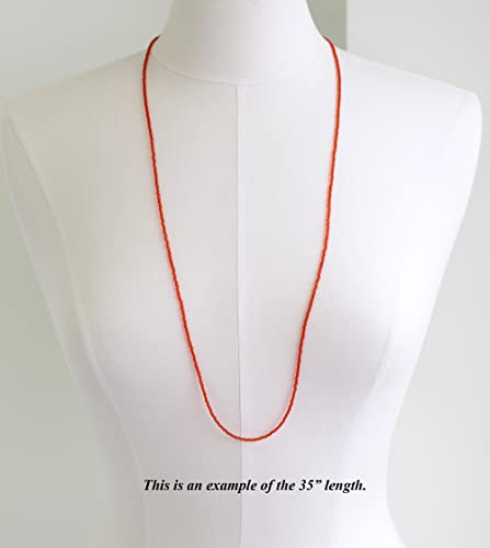 Kathy Bankston Red Seed Bead Necklace, Thin 1.5mm Single Strand Beaded Necklace - color: Shiny Siam Red