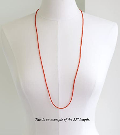 Kathy Bankston Red Seed Bead Necklace, Thin 1.5mm Single Strand Beaded Necklace - color: Shiny Siam Red