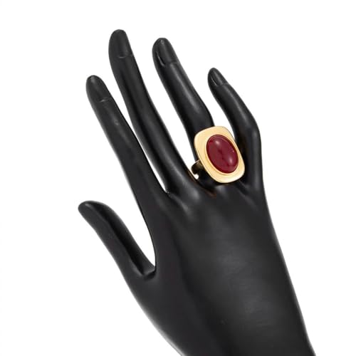 Black Gold Chunky Oval Knuckle Ring for Women, Vintage Geometric Resin Statement Ring Fashion Jewelry Accessories Daily Party Cocktail Gifts