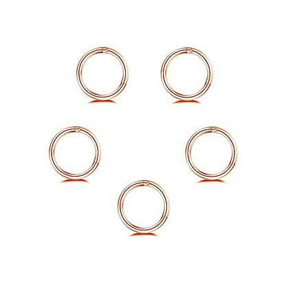5Pcs Stainless Steel 16G 18G Sleeper Hoop Earrings for Women Men Septum Hinged Clicker Nose Lip Ring Helix Daith Cartilage Tragus Piercings Tiny Small Huggie Hoops Hypoallergenic Sensitive Ears Jewelry - style: 8mm in rose gold-tone 18G