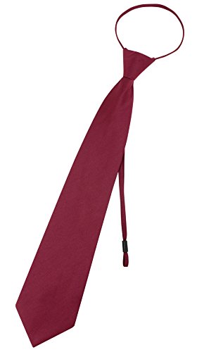 Vesuvio Napoli PreTied Men's Necktie Solid Color Mens Adjustable Zipper Neck Tie - color: Burgundy