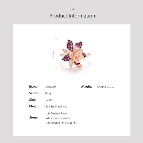 Santuzza Sterling Silver Gemstone Flower Ring for Women - color: [A]Lily-Pink & White