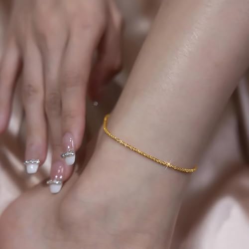 Nanafast Women's Ankle Bracelets, Sparkling Multi-layer Anklet Bracelets for Women, Adjustable Shiny Gold/Silver Anklets for Women, Beach Cute Anklets Jewelry for Summer - color: 1layersGold