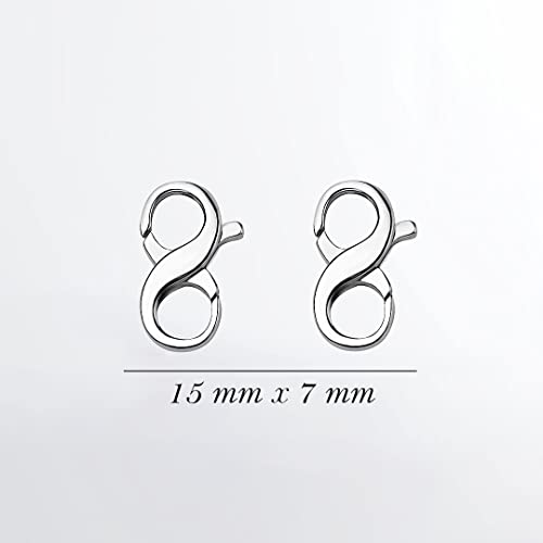 2pcs Double Open Lobster Clasp, Jewelry Repair Kit - 925 Silver Plated Necklace Clip for Necklaces, Bracelets or Jewelry