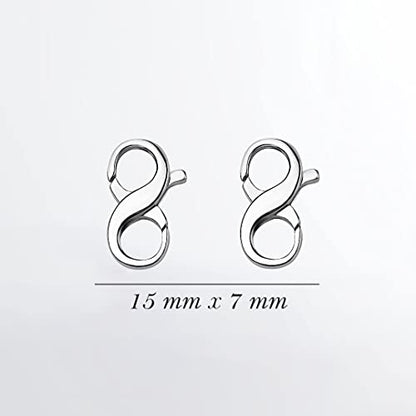 2pcs Double Open Lobster Clasp, Jewelry Repair Kit - 925 Silver Plated Necklace Clip for Necklaces, Bracelets or Jewelry