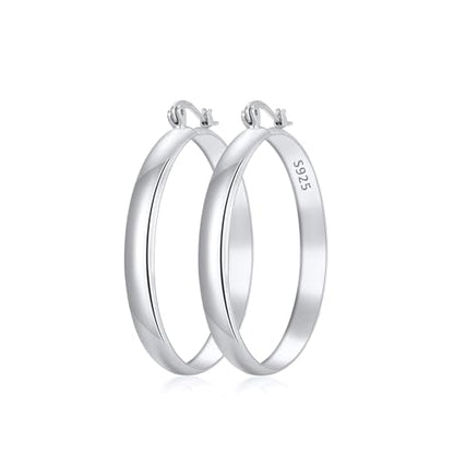 Apsvo Hoop Earrings for Women, 5mm Wide 14K Gold Plated/Silver Hoop Earring Hypoallergenic 925 Sterling Silver Earrings Lightweight Large Earrings for Women - color: Silver&40mm