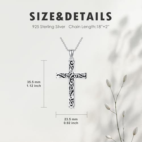 Cross Necklace for Men Women 925 Sterling Silver Cross Pendant Necklace Christian Religious Jewelry Gifts for Anniversary - color: 16-Black Acrylic Cross