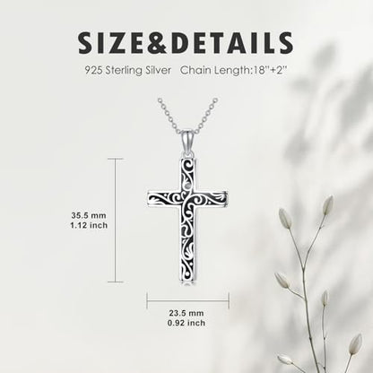 Cross Necklace for Men Women 925 Sterling Silver Cross Pendant Necklace Christian Religious Jewelry Gifts for Anniversary - color: 16-Black Acrylic Cross