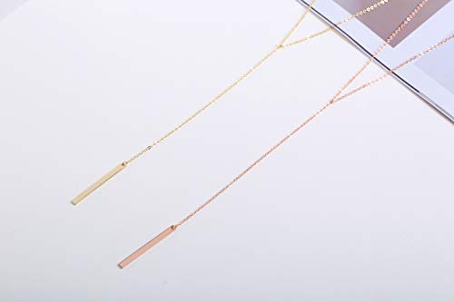 S.J JEWELRY Womens Handmade CZ Simple Delicate 14K Gold Plated/Rose Gold Plated/Silver Plated Lariat Simple Baton Adjustable Y Necklace - color: Y-1-Baton
