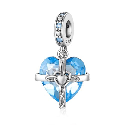 Birthstone Charm, 925 Sterling Silve Heart Dangle Charms for Pandora Bracelets, Ladies Birthday Gift - style: C-March