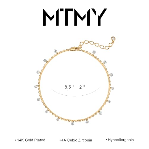 Gold Anklets for Women 14K Gold Plated Tiny Bead Anklet Colorful Tassel Foot Chain Dainty Adjustable Cute Summer Beach Boho Anklets Jewelry Gift - color: white tassel cz
