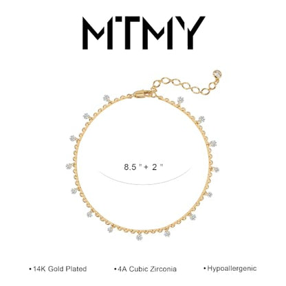 Gold Anklets for Women 14K Gold Plated Tiny Bead Anklet Colorful Tassel Foot Chain Dainty Adjustable Cute Summer Beach Boho Anklets Jewelry Gift - color: white tassel cz