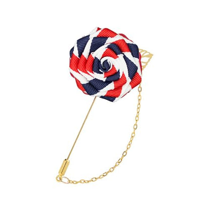WCRAZYE Men Cloth Rose Flower with Gold Leaf Brooches Men's Satin Lapel Pins with Metal Chain Red Blue Rose Floral Lapel Stick Handmade Boutonniere Pins for Suit Wedding Brooch Career Suit Tuxedo of Shirts Tie Hat Scarf for Birthday Wedding Gift - color: