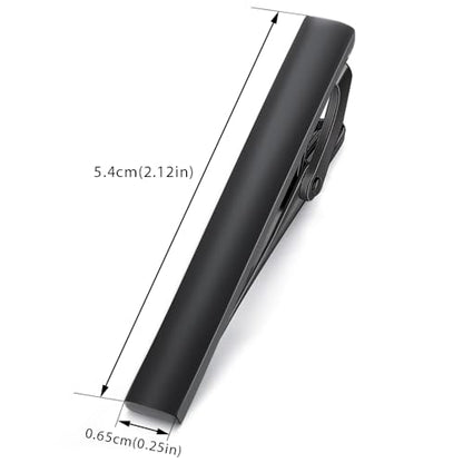 HONEY BEAR 2.12" Standard Tie Clip Bar 3-Piece Set for Men Wedding Business | Classic Minimalist, Steel-Plated Copper Base, Gift-Boxed, Thickened, Rounded Corners, Easy to Slide On, No Snag or Wrinkle - style: Matte Black with box