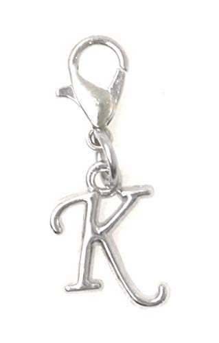 Initial Italic Cursive Stainless Steel Clasp Clip on Charm Graduation Cap Tassel Event Party Invitation Card Baby Shower Birthday Thank You Celebration Personalized Congratulations Choice of 26 Letters - style: Letter K