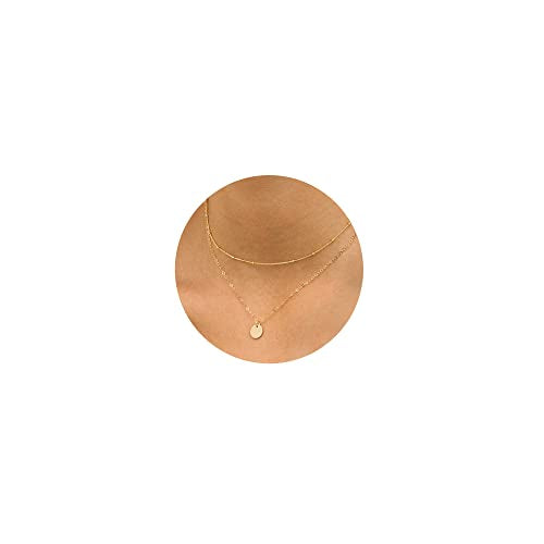 CHESKY 14K Gold Plated Silver Dainty Satellite Choker Necklace for Women | Layered Beaded Chain Necklace, Thin Choker Jewelry, Dainty Gold necklace, Minimalist Trendy Jewelry, Daily Gift for Women - style: Layered Satellite Coin-Gold