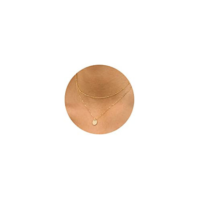 CHESKY 14K Gold Plated Silver Dainty Satellite Choker Necklace for Women | Layered Beaded Chain Necklace, Thin Choker Jewelry, Dainty Gold necklace, Minimalist Trendy Jewelry, Daily Gift for Women - style: Layered Satellite Coin-Gold