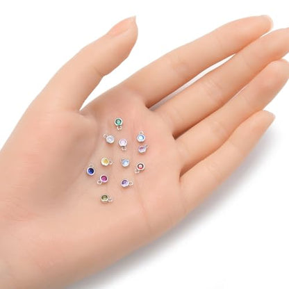 Adabele 4pcs Real 925 Sterling Silver CZ July Birthstone Charm Drop 4mm | Tiny Small, Tarnish Resistant 92.5 Silver Sparkle Ruby Red Cubic Zirconia Dangles Closed Loop Craft Jewelry Making - color: July, size: 4mm (0.16")/Tiny - 4pcs