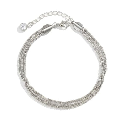 Dainty Gold Shell Pearl Charm Ankle Bracelet for Women Trendy non-Tarnish Adjustable Anklet Summer Beach Fashion Jewelry Gift - color: Silver Layered