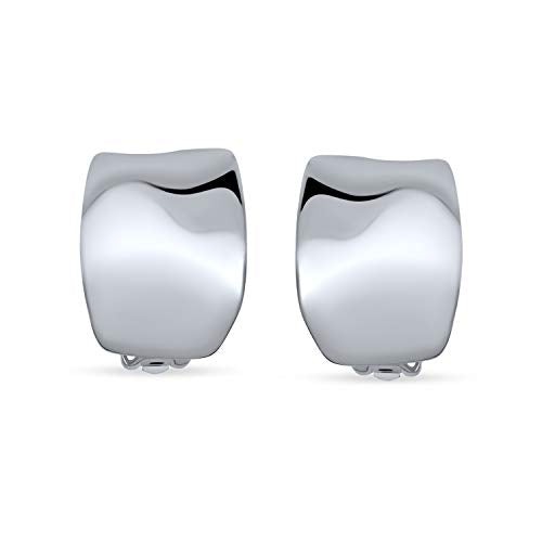 Modern Hammered Dome Half Hoop Clip-On Earrings Silver Gold Plated - color: Grey