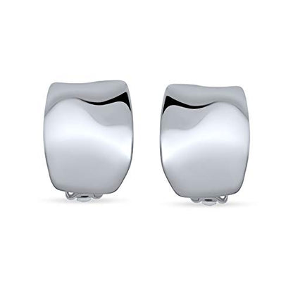 Modern Hammered Dome Half Hoop Clip-On Earrings Silver Gold Plated - color: Grey