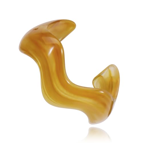 Firstmeet Irregular Bold Open Cuff Acrylic Bangle - Oversized Statement Bracelet for Edgy Style - color: Lignt Brown