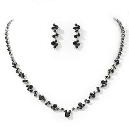 Unicra Bride Crystal Necklace Earrings Set Bridal Wedding Jewelry Sets Rhinestone Choker Necklace Costume Jewelry Set for Women and Brides - color: Black