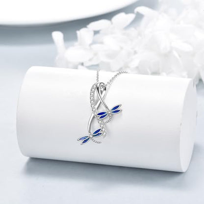 POPLYKE Cross Necklace for Women 925 Sterling Silver Cross Pendant Necklace Animal Jewelry Christmas Gifts for Women Mother Grandma - style: Dragonfly-1