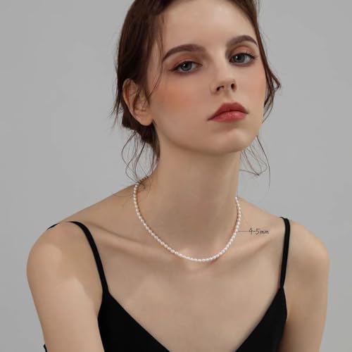 White Genuine Freshwater Cultured Pearl Necklace For Women And Men | Full Sizes from 3mm to 14mm Freshwater Pearls, AAA Grade & Above, A Love Gift Choice For Anniversaries And Birthdays - size: 4mm