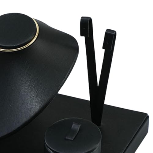 Colaxi Jewelry Display Set Earring Stand Multiple Combination Necklace Bust Holder Showcase for Gift Vanity Bedroom Collection Woman, Black - color: Black