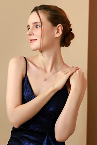 B. BRILLIANT Sterling Silver AAA Cubic Zirconia Princess-cut 7mm CZ Solitaire Necklace for Women Bridesmaids - color: Yellow Gold Plated