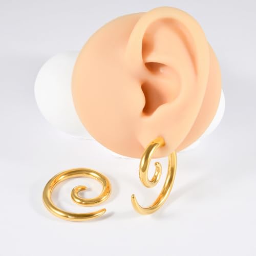 2PCS Spiral Snail Stainless Steel Gold Plated Ear Tapers Plugs Tunnels Expander Hanger Gauges Earrings Stretching Body Piercings Fashion Jewelry for Women Men - size: 4g(5mm)