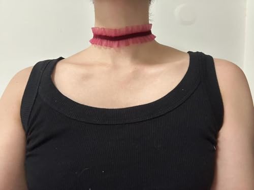 MOMOCAT Red Lace Tie Bow Stretchy Velvet Choker Necklace for Women Burgundy Ribbon Chokers Necklaces for Woman Gothic Cute Chockers 90s Chocker Jewelry Accessories for Women Girls