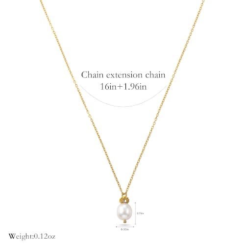 Freshwater Pearl Necklace for Women - 18K Gold Plated Dainty Pearl Pendant Choker, Hypoallergenic Non Tarnish Stainless Steel Chain, Gold Pearl Necklaces Gift for Her - color: Style 2