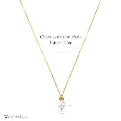Freshwater Pearl Necklace for Women - 18K Gold Plated Dainty Pearl Pendant Choker, Hypoallergenic Non Tarnish Stainless Steel Chain, Gold Pearl Necklaces Gift for Her - color: Style 2