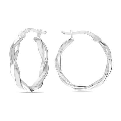 LeCalla 925 Sterling Silver Hoop Earrings | Lightweight Click-Top Gold Plated Anchor Infinity Earrings for Women - color: Infinity Twisted Silver Finish