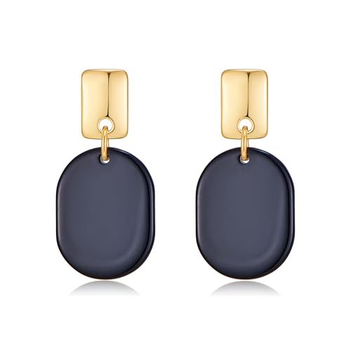 MUYAN Black Drop Earrings for Women Geometric Acrylic Dangle Earrings Gold Tone Statement Jewelry Gifts
