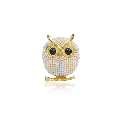 Enamel Bird Brooch for Women Rhinestones Owl/Hummingbird/Eagle/Toucan Lapel Pin Cute Bird Brooches Jewelry Gifts for Mom Wife - color: White-Owl 6