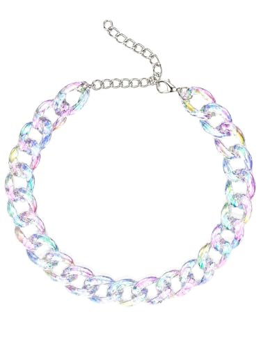 Chunky Link Cuban Chains Necklace Women's Punk Hip-hop Thick Gold Chain Choker Necklace Fashion Costume Jewelry for Women (gold) - color: clear AB color