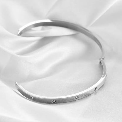 MYNENEY Womens Bracelets Stainless Steel Pave Cubic Zironia Stackable - color: 4mm-Crystal Silver, size: 6.1 Inch